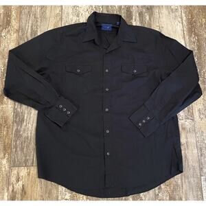 Wrangler Western Shirt Men's XL Black Pearl Snap Long Sleeve Cowboy Rodeo Work